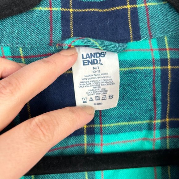 Solde//Lands End green flannel size medium 10/12 - Picture 3 of 5